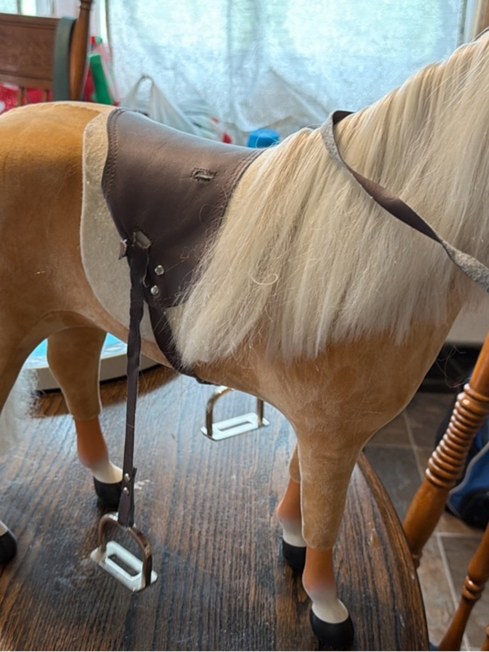 American Girl Tan Horse with Blonde Mane and Brown Saddle Accessories